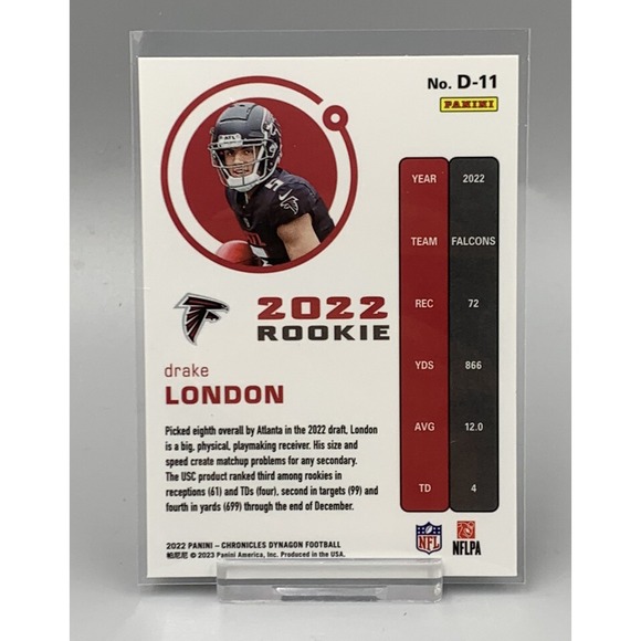2022 Panini Chronicles‎ - Dynagon Rookies Silver Drake London (RC) Falcons Prizm - Picture 2 of 3